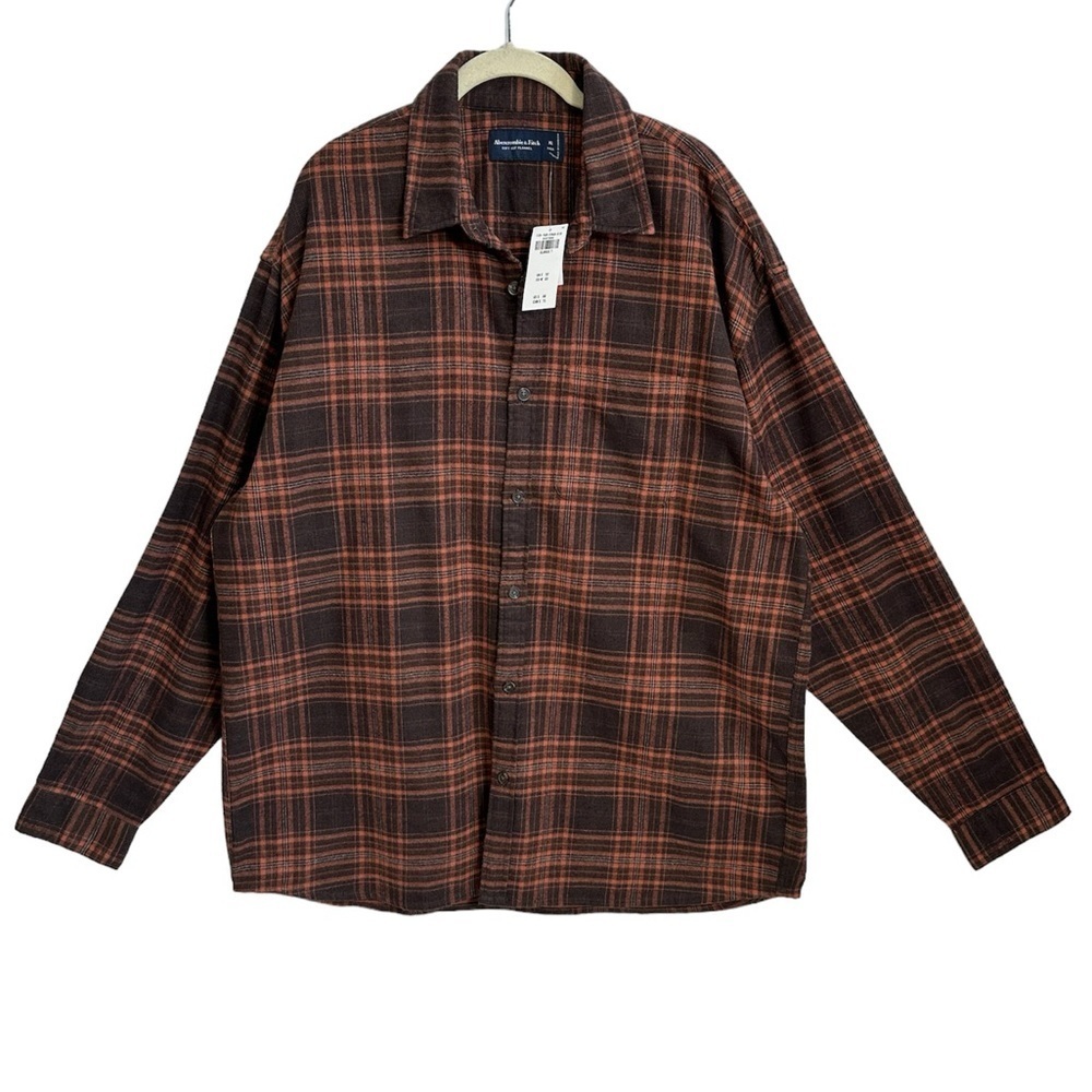 ABERCROMBIE & FITCH Soft A&F Relaxed Flannel, Size X-LARGE TALL
